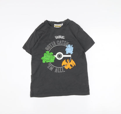 Pokémon Boys Black Graphic T-Shirt 9-10 Years Short Sleeve Crew Neck