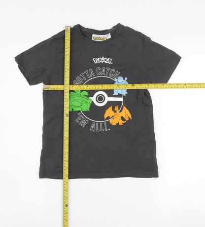 Pokémon Boys Black Graphic T-Shirt 9-10 Years Short Sleeve Crew Neck