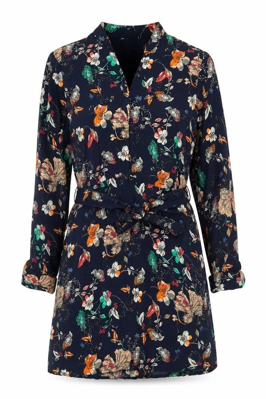 Vero Moda Women's Blue Floral Wrap Dress Size S Long Sleeve