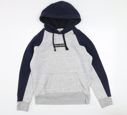 Hollister Mens Grey XS Pullover Hoodie Fleece Logo Sweatshirt