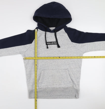 Hollister Mens Grey XS Pullover Hoodie Fleece Logo Sweatshirt