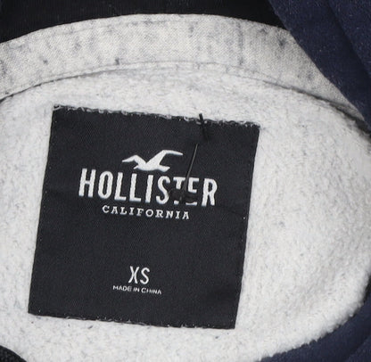 Hollister Mens Grey XS Pullover Hoodie Fleece Logo Sweatshirt