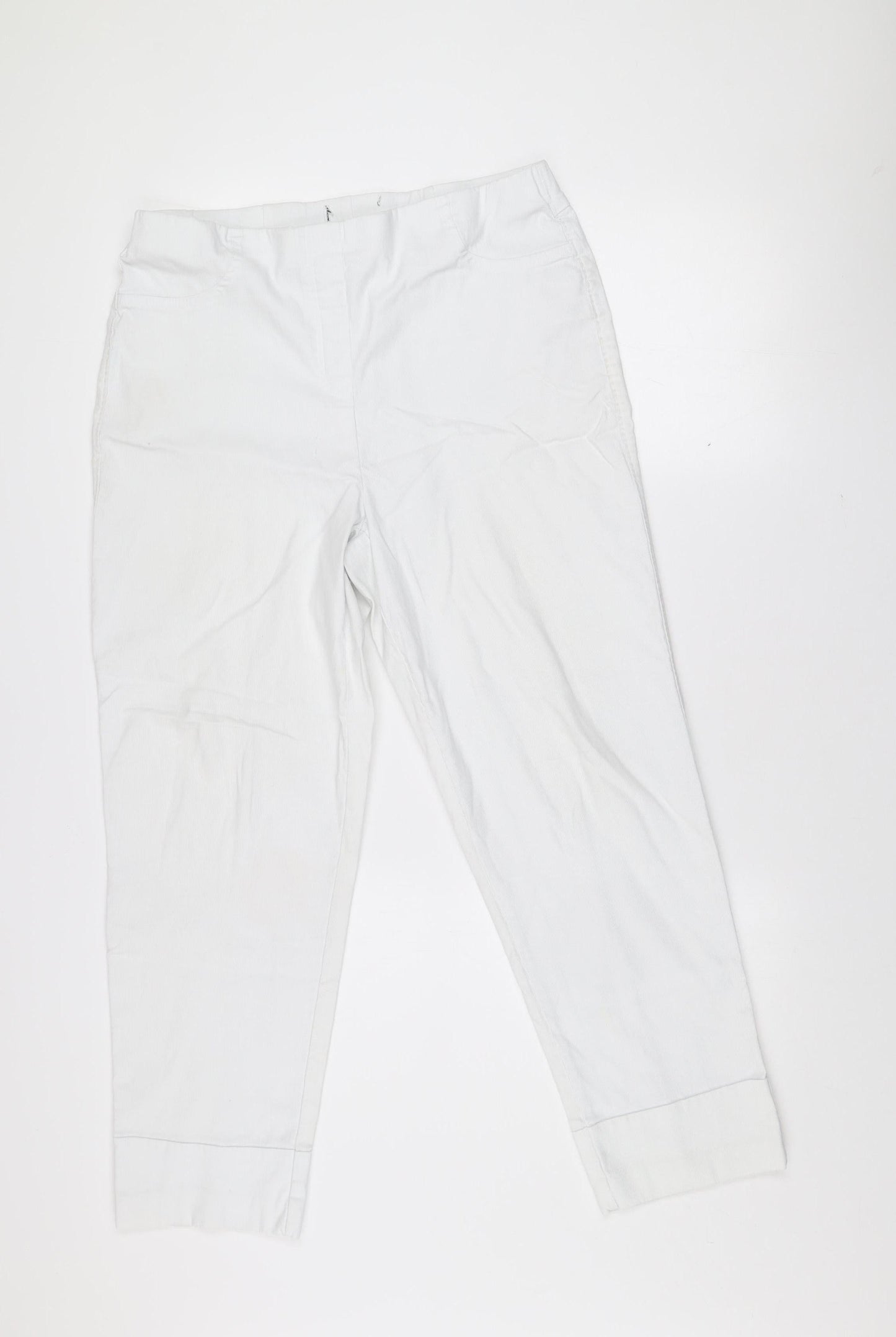 Dunnes Stores Women’s White Viscose Blend Stretch Trousers Size L