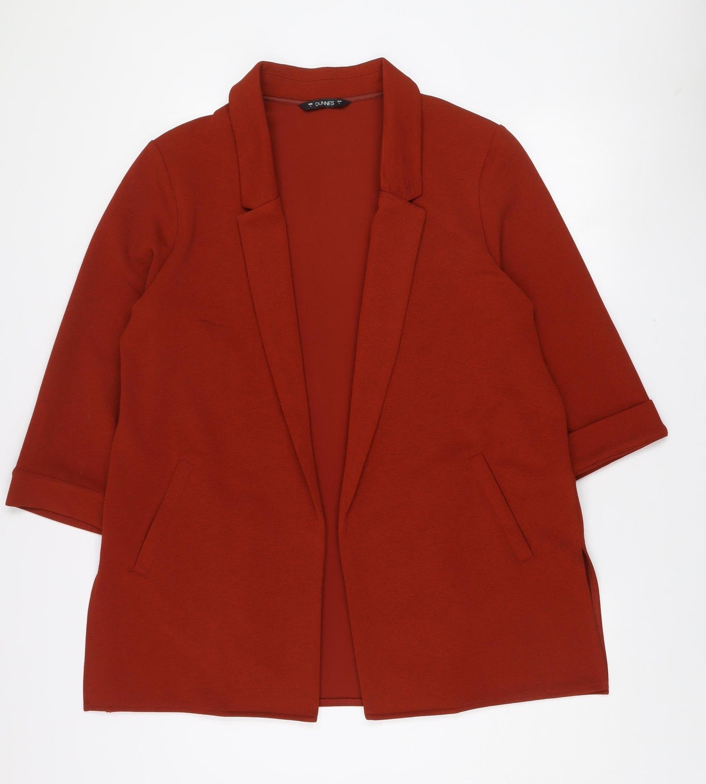 Dunnes Womens Brown Shawl Collar 3/4 Sleeve Blazer Jacket L