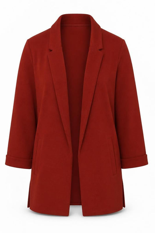 Dunnes Womens Brown Shawl Collar 3/4 Sleeve Blazer Jacket L