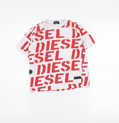 Boys UK Size 8 Years Diesel White Basic T-Shirt