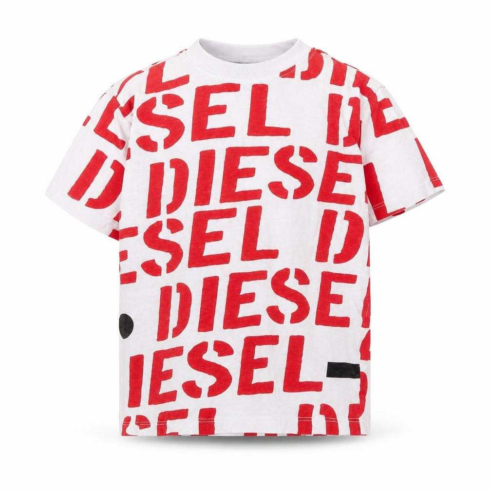 Boys UK Size 8 Years Diesel White Basic T-Shirt
