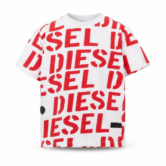 Boys UK Size 8 Years Diesel White Basic T-Shirt