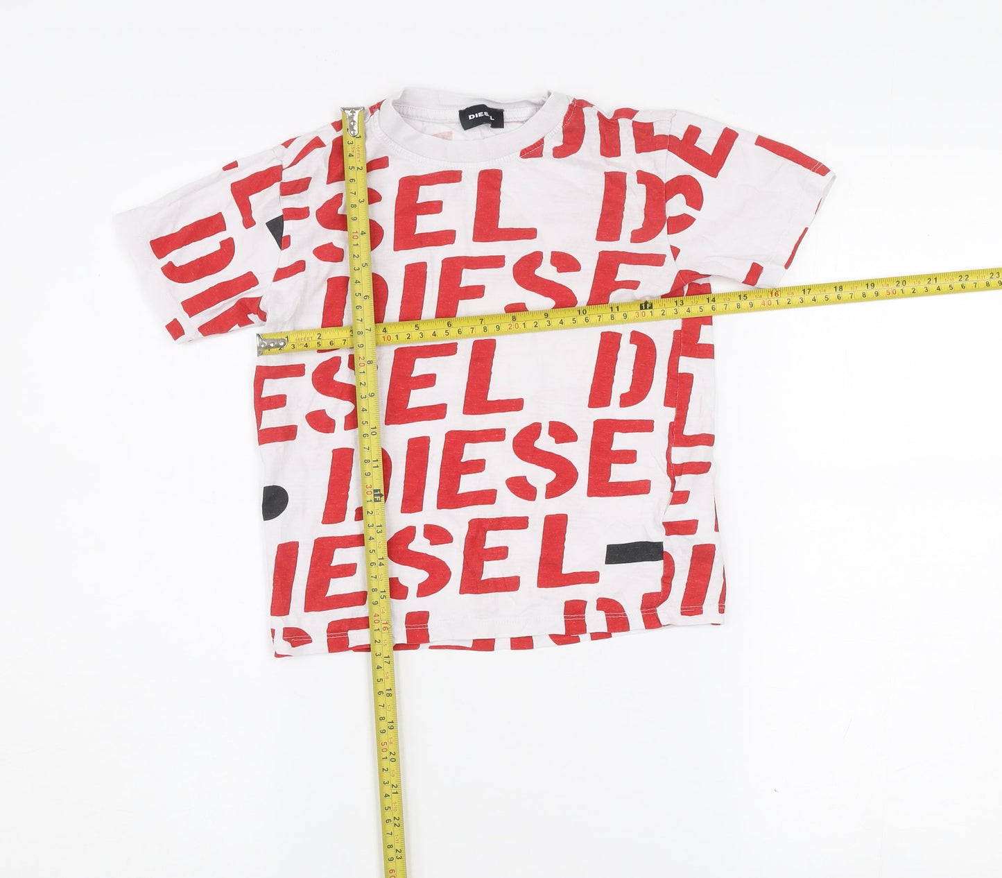 Boys UK Size 8 Years Diesel White Basic T-Shirt