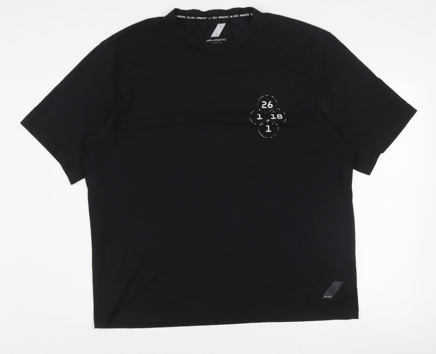 Zara Men's Black Athleticz XL Crew Neck Short Sleeve T-Shirt