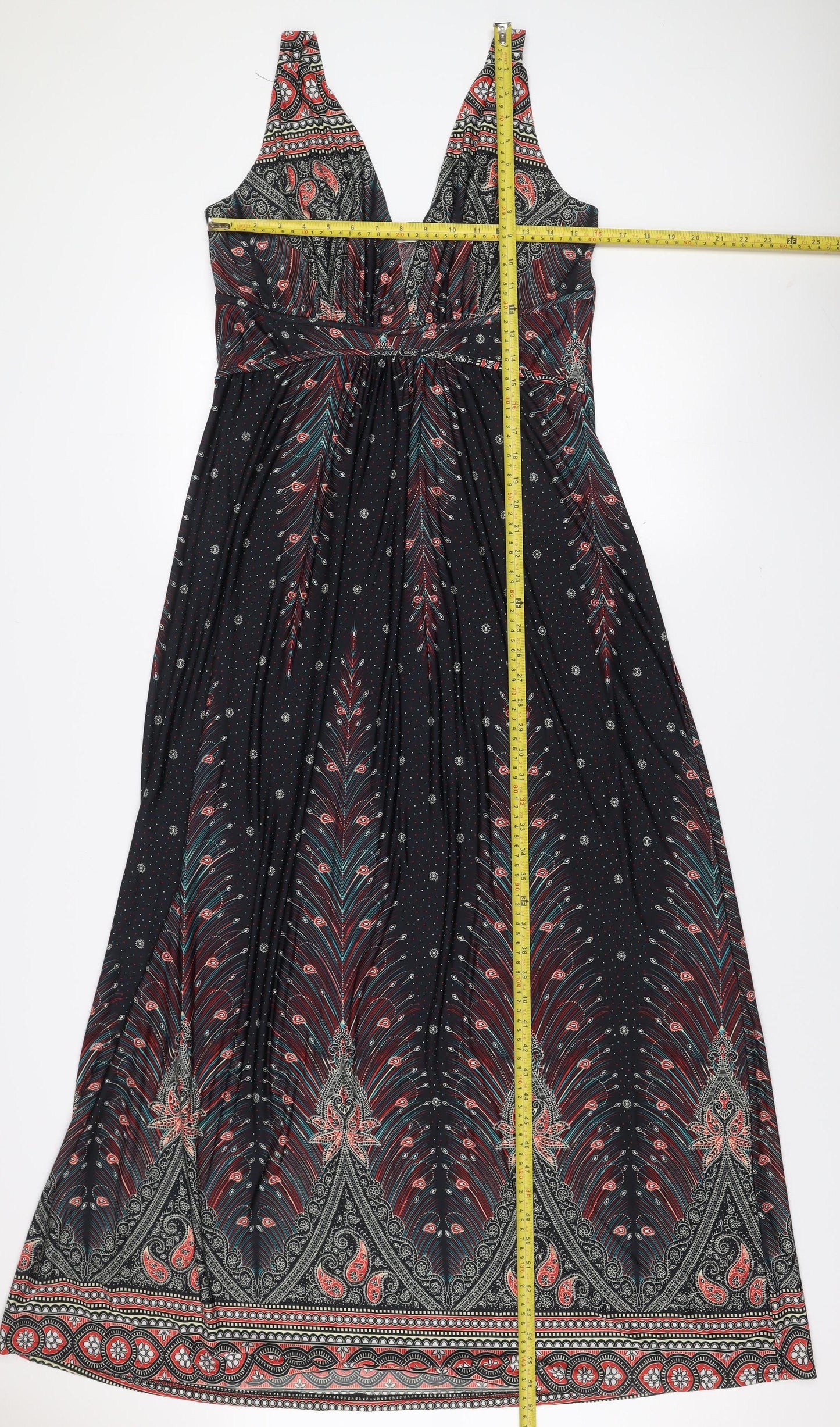 Stella Morgan Multicoloured Paisley Sleeveless V-Neck Casual Top Size 16