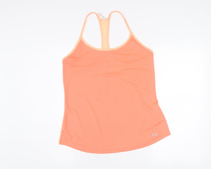 Under Armour Womens Orange Medium Tank Top HeatGear Lightweight Gym Wear