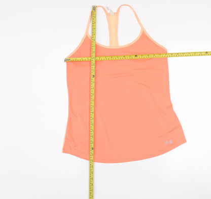 Under Armour Womens Orange Medium Tank Top HeatGear Lightweight Gym Wear