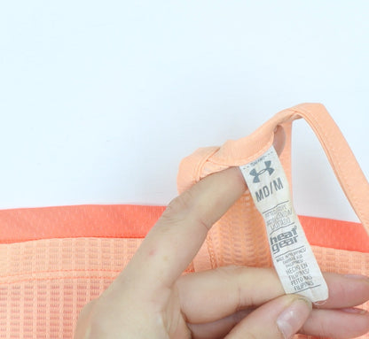 Under Armour Womens Orange Medium Tank Top HeatGear Lightweight Gym Wear