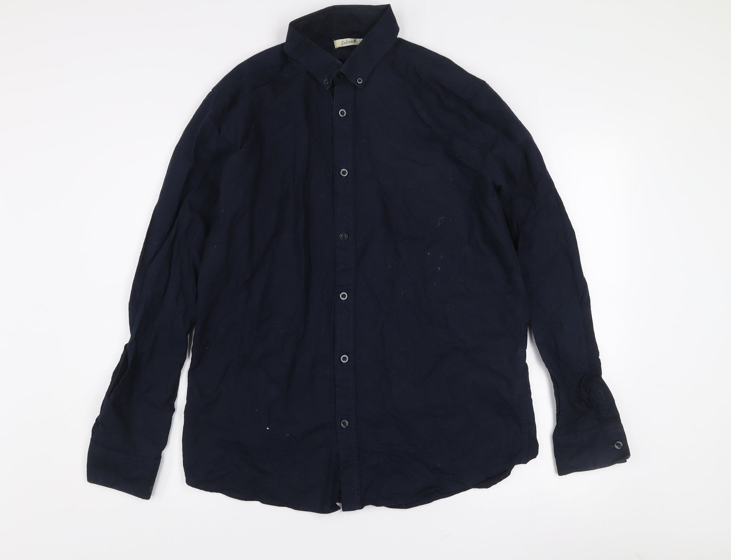 Lafine Men's Blue Regular Fit Long Sleeve Button-Up Cotton Shirt