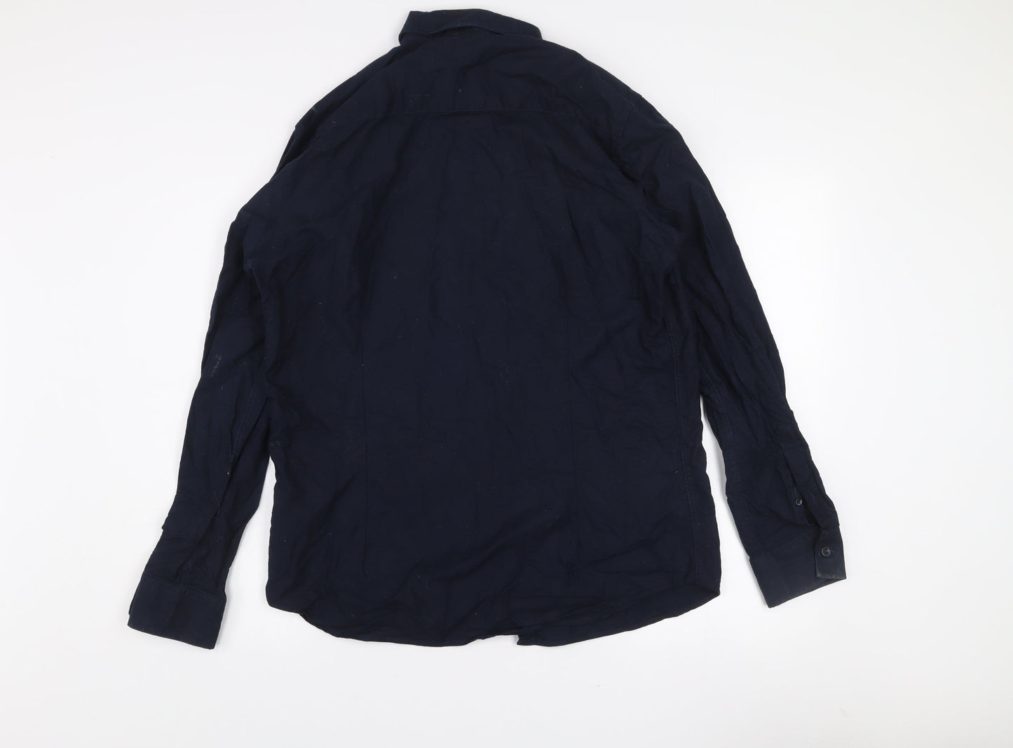Lafine Men's Blue Regular Fit Long Sleeve Button-Up Cotton Shirt