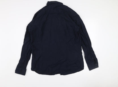 Lafine Men's Blue Regular Fit Long Sleeve Button-Up Cotton Shirt