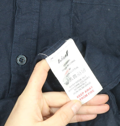 Lafine Men's Blue Regular Fit Long Sleeve Button-Up Cotton Shirt