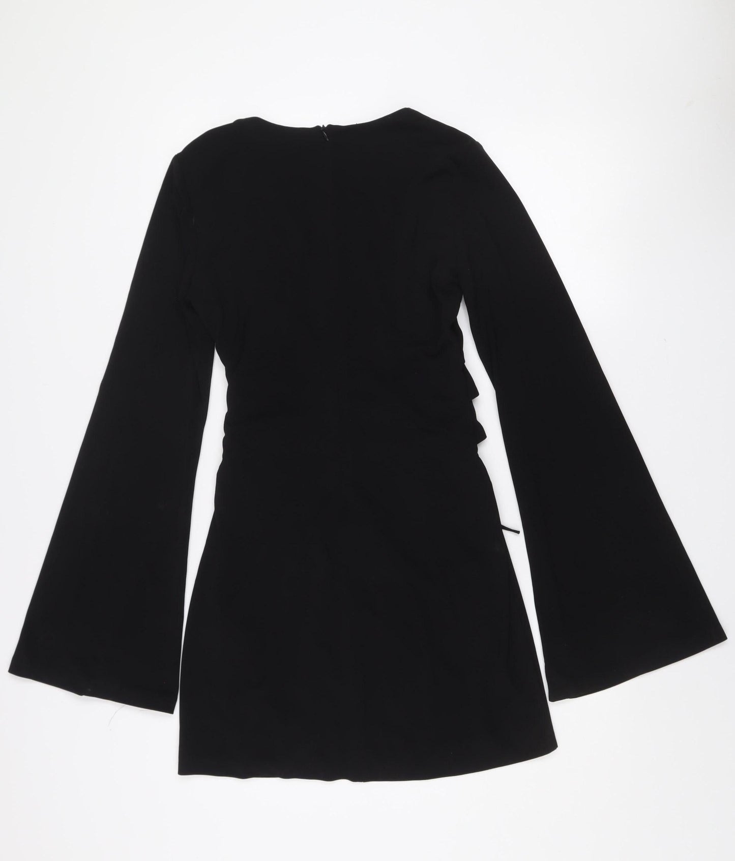 Zara Women Black Size 12 Bodycon Long Sleeve V-Neck Dress