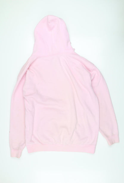 Pink Graphic Print Hoodie XL Cotton Blend Women’s Pullover