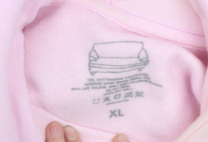 Pink Graphic Print Hoodie XL Cotton Blend Women’s Pullover