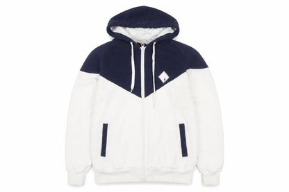 Buddy Men’s Blue & White Full Zip Hooded Cotton Jacket L