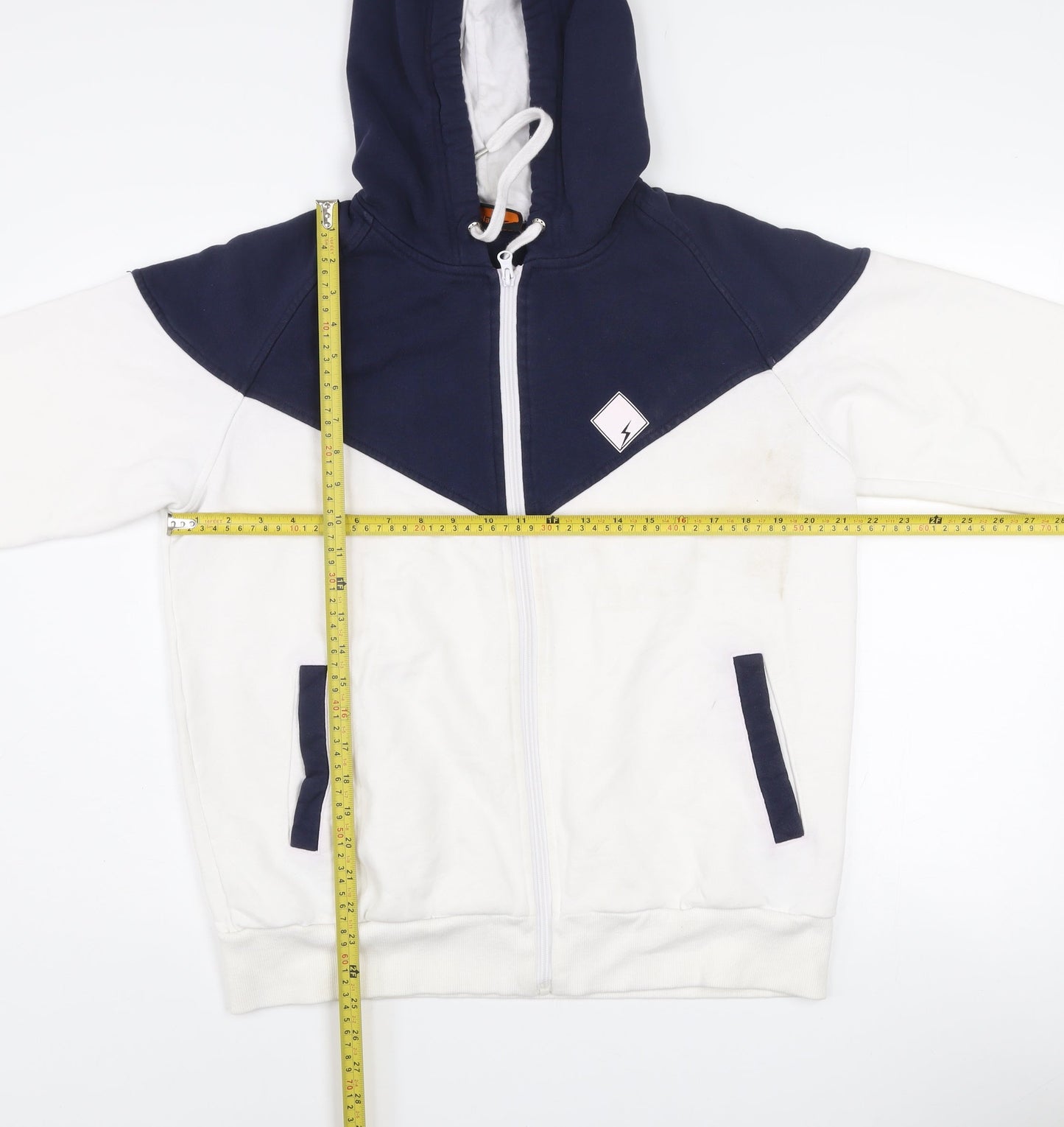 Buddy Men’s Blue & White Full Zip Hooded Cotton Jacket L