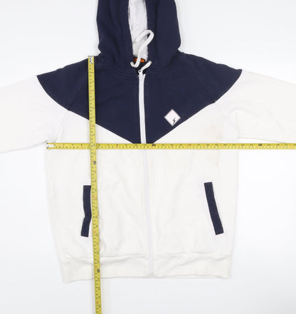 Buddy Men’s Blue & White Full Zip Hooded Cotton Jacket L