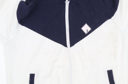 Buddy Men’s Blue & White Full Zip Hooded Cotton Jacket L