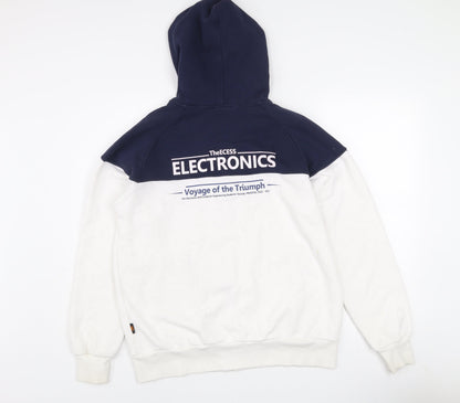 Buddy Men’s Blue & White Full Zip Hooded Cotton Jacket L