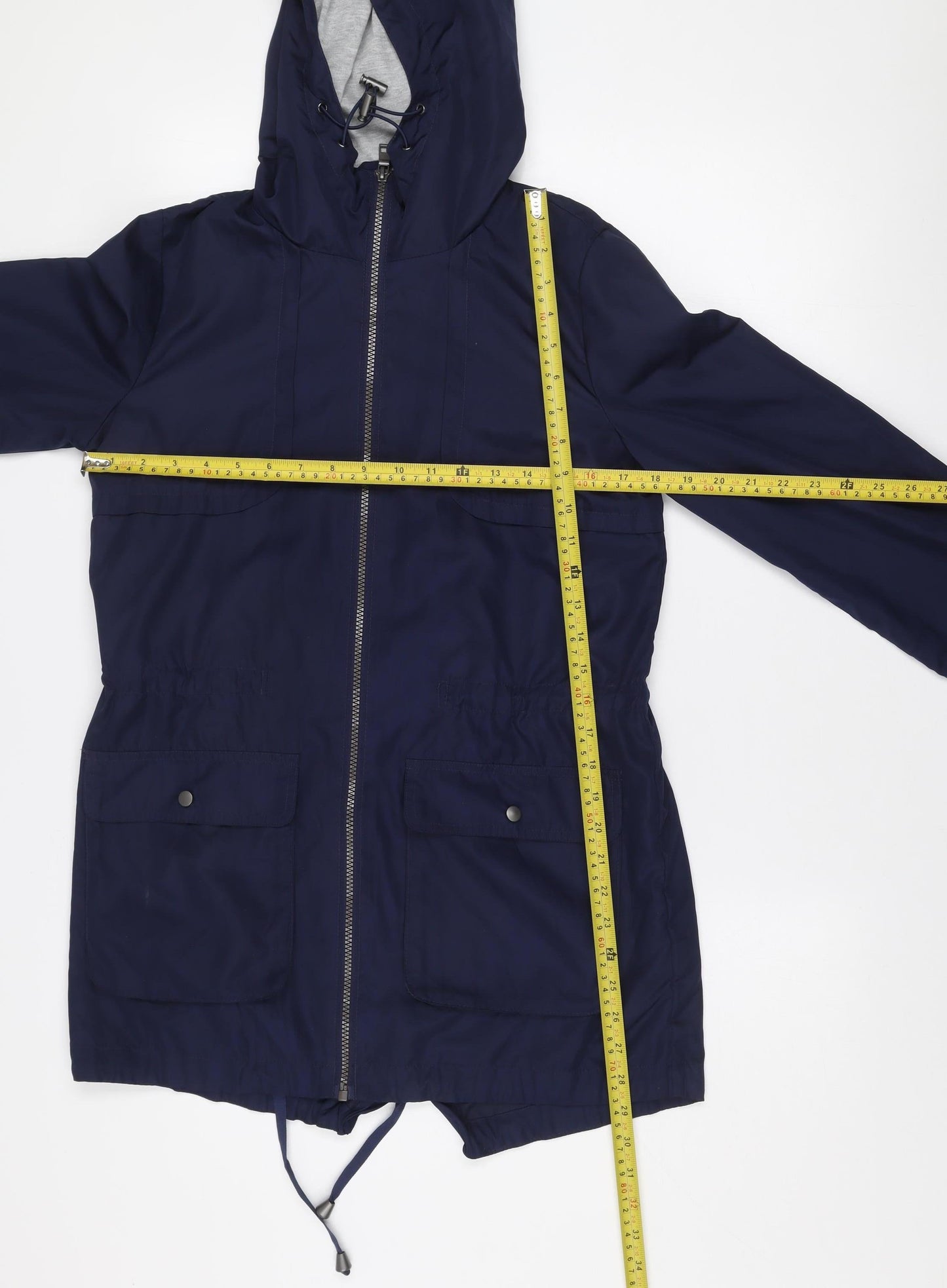 Next Women’s Blue Hooded Parka Jacket Size 6 Polyester Mid-Length