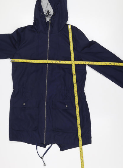 Next Women’s Blue Hooded Parka Jacket Size 6 Polyester Mid-Length