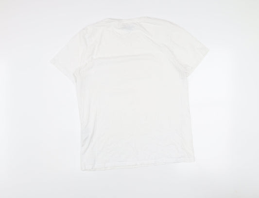 Jack & Jones Men's White Cotton Crew Neck Short Sleeve T-Shirt Size L