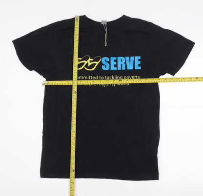 Fair Share Men's Black Organic Cotton Serve Charity T-Shirt Small