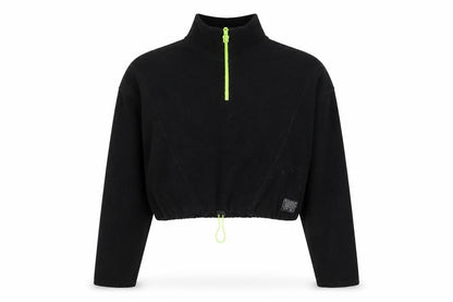 Y2K London Black Fleece Women's L 1/2 Zip Pullover Sweatshirt