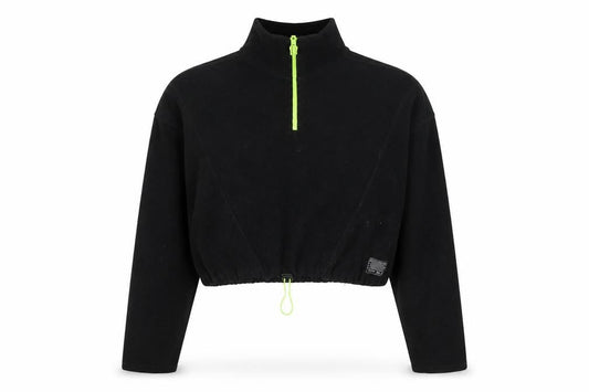 Y2K London Black Fleece Women's L 1/2 Zip Pullover Sweatshirt