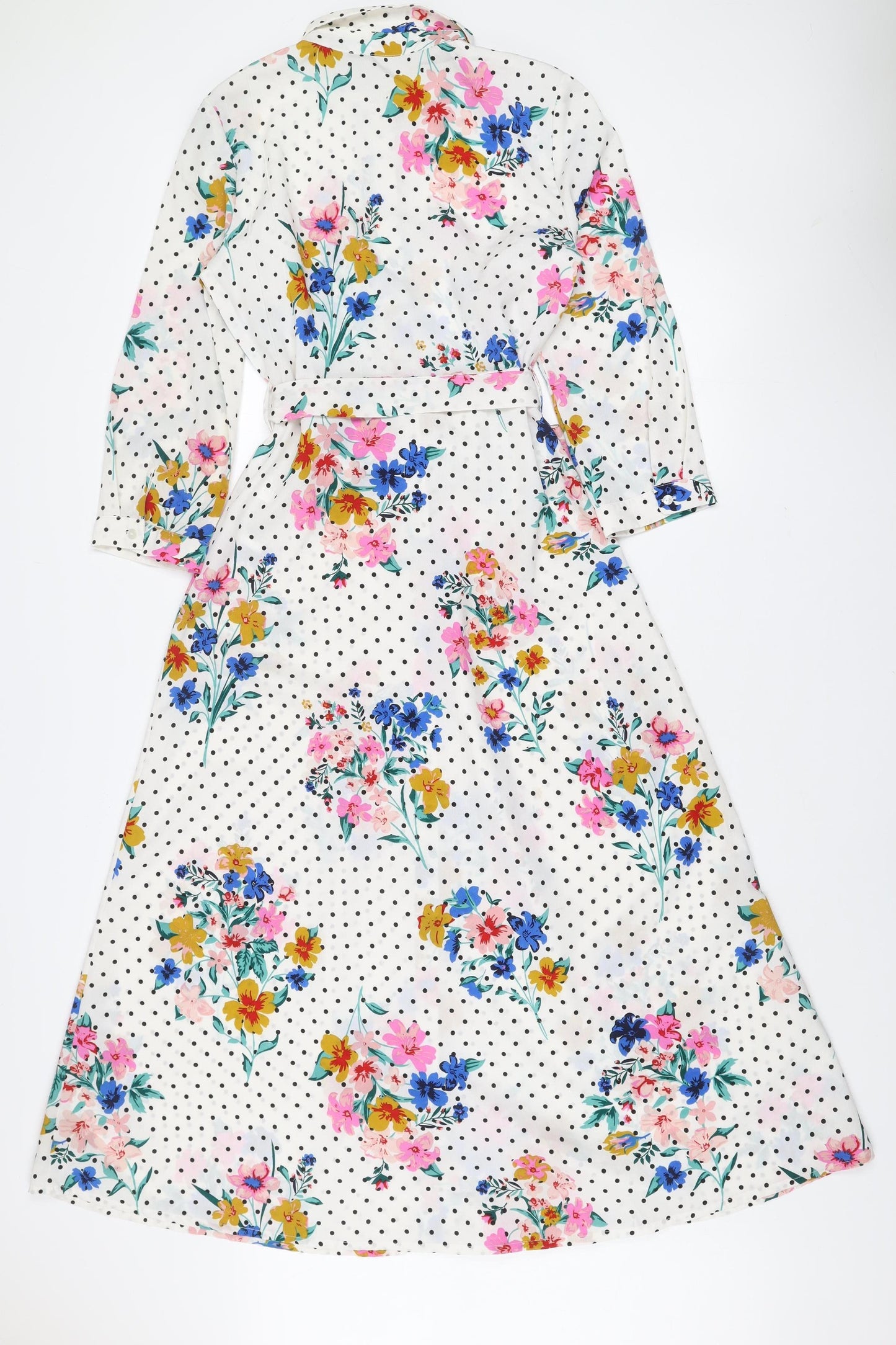 Pieces Womens Multicoloured Floral Polka Dot Shirt Dress XS