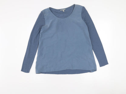 COS Women's Blue Wool Modal Long Sleeve Basic Blouse Size 8