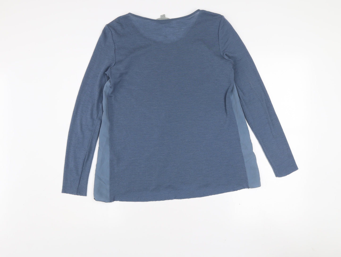COS Women's Blue Wool Modal Long Sleeve Basic Blouse Size 8
