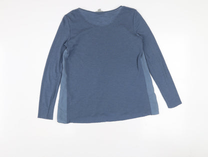COS Women's Blue Wool Modal Long Sleeve Basic Blouse Size 8