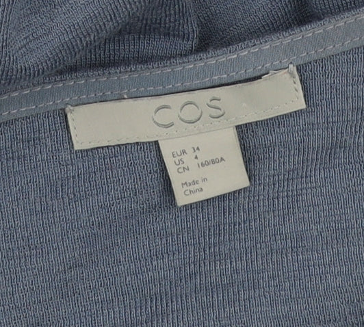 COS Women's Blue Wool Modal Long Sleeve Basic Blouse Size 8