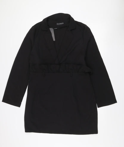 PrettyLittleThing Women Black Size 16 Jacket Dress Ruffle Detail