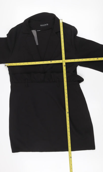 PrettyLittleThing Women Black Size 16 Jacket Dress Ruffle Detail