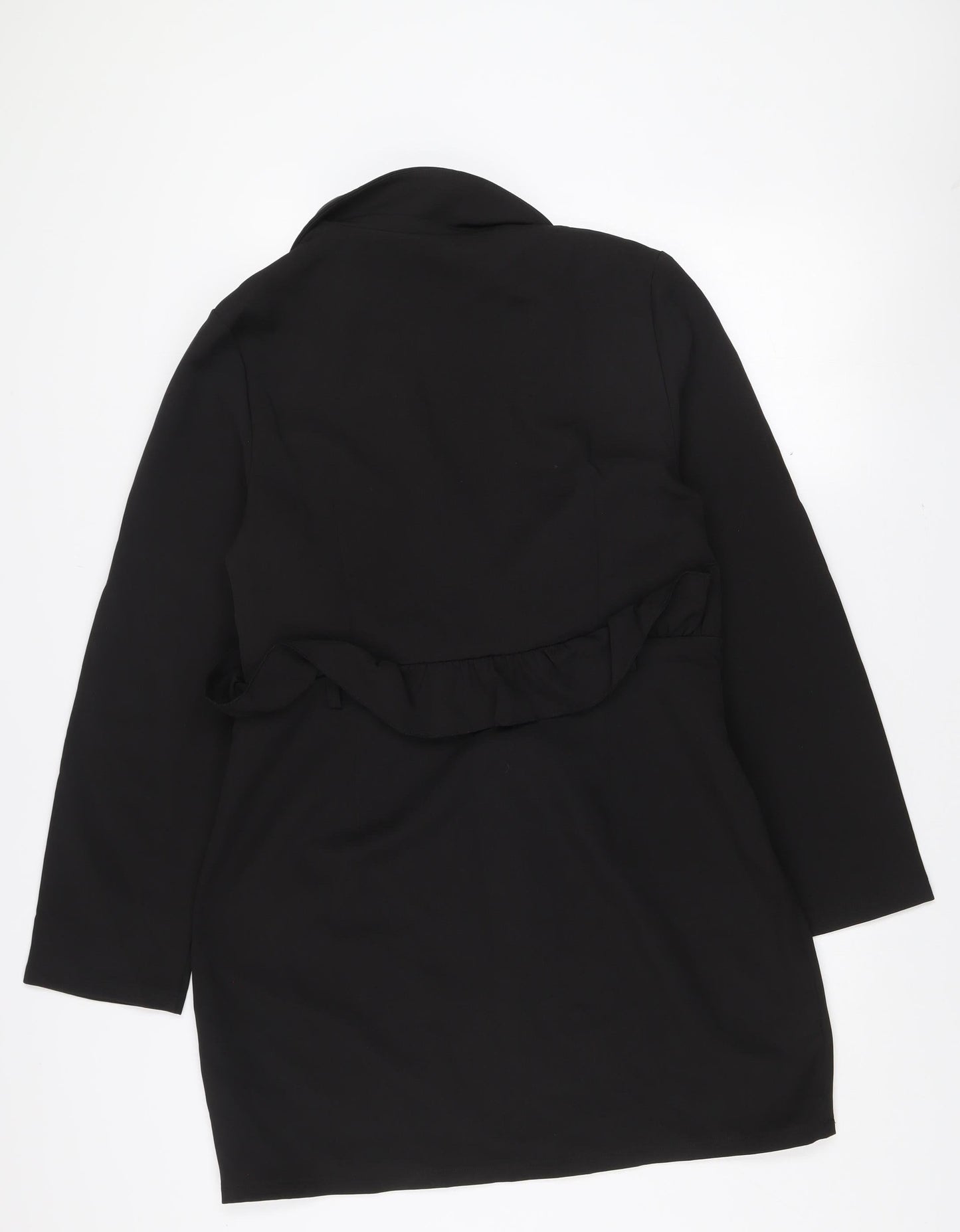 PrettyLittleThing Women Black Size 16 Jacket Dress Ruffle Detail