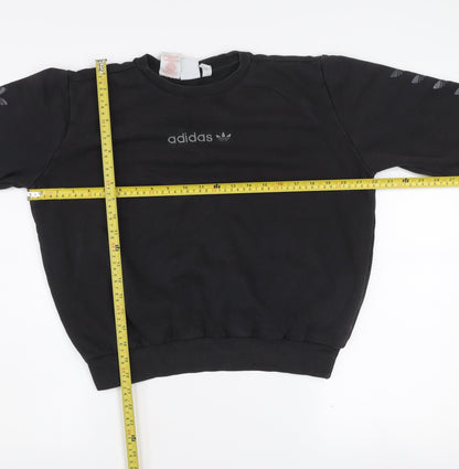 adidas Girls Black 13-14 Years Pullover Sweatshirt with Logo Detailing