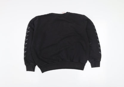 adidas Girls Black 13-14 Years Pullover Sweatshirt with Logo Detailing