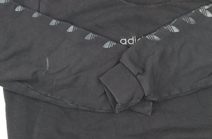 adidas Girls Black 13-14 Years Pullover Sweatshirt with Logo Detailing