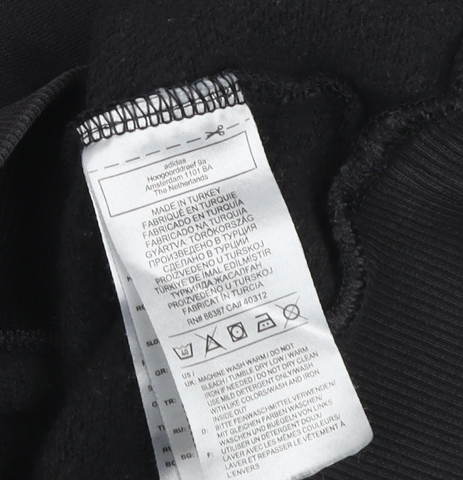 adidas Girls Black 13-14 Years Pullover Sweatshirt with Logo Detailing