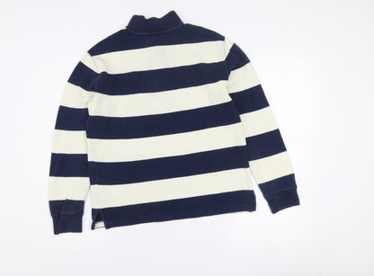 Ralph Lauren Girls Blue Striped 1/4 Zip Cotton Sweatshirt 14-16 Years