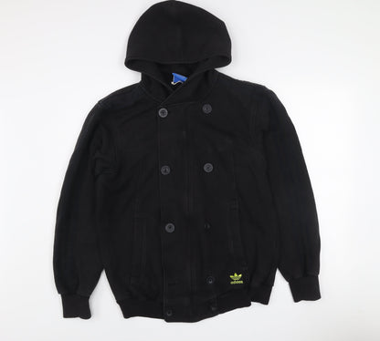 Adidas Men's Black Cotton Hooded Bomber Jacket Size M